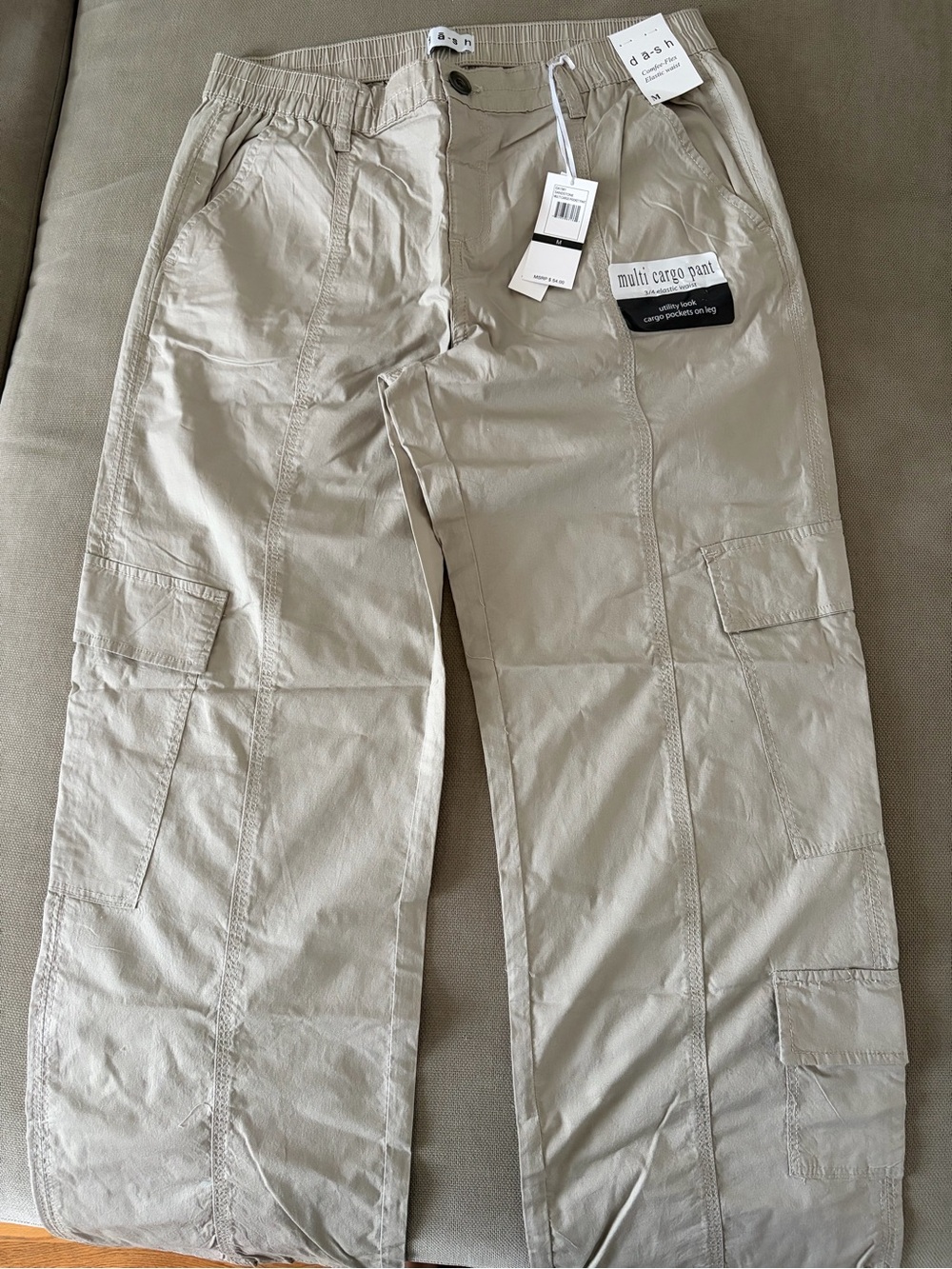 Ash Light Tan Multi-Pocket Cargo Pants